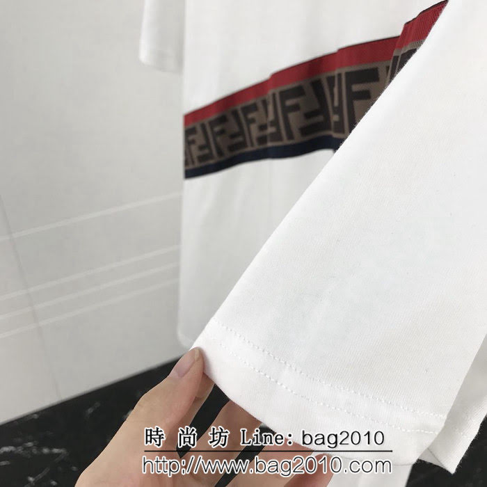 FENDI芬迪 19ss roma系列 定制復古織帶 ins爆款 白色男短袖 ydi2119